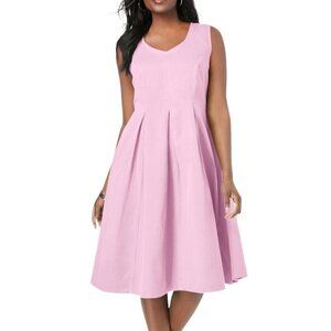 Jessica London Sleeveless Fin & Flare Dress Women Size 18W Pink Cotton